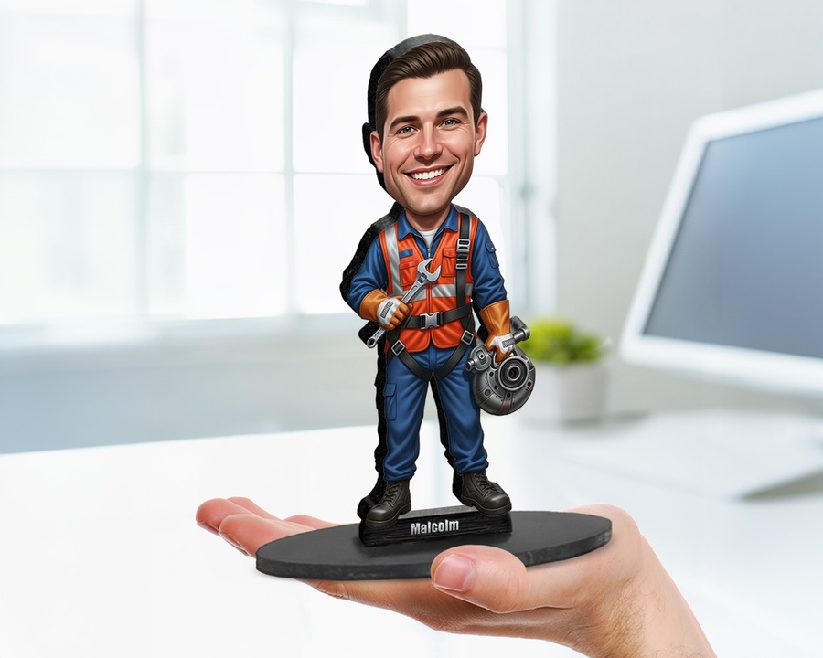 Aircraft Mechanic figurine — custom personalized Business gift, premium wood 8 inches