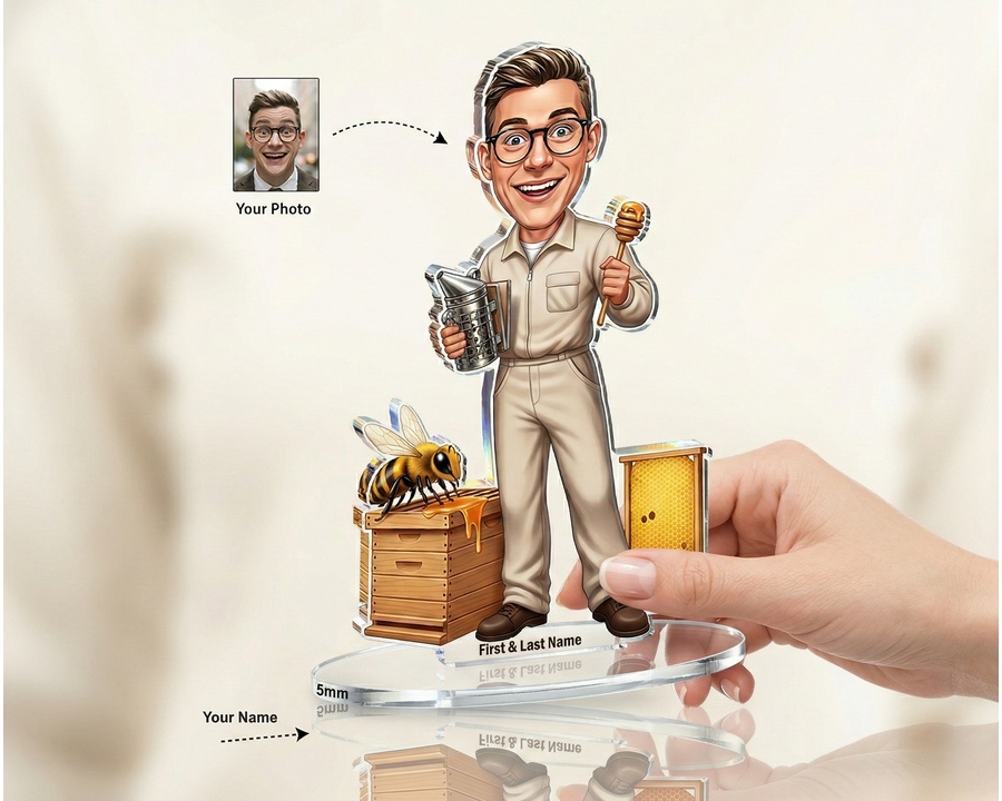 Beekeeper — Acrylic figurine — custom personalized Business gift, premium wood 8 inches