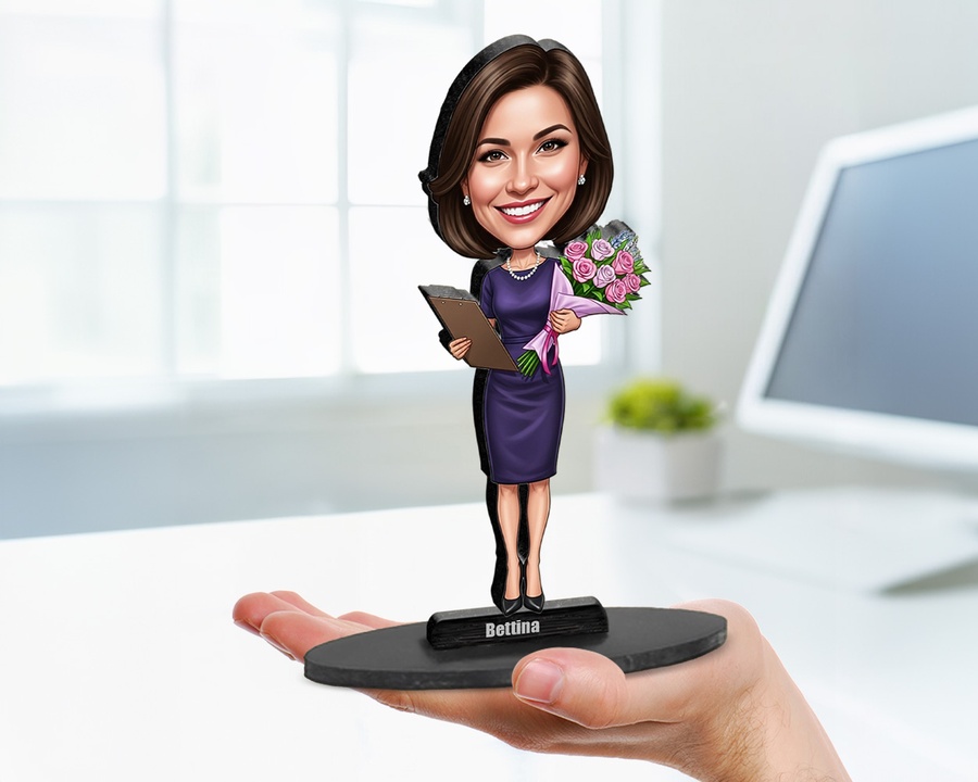 Female Event Planner figurine — custom personalized Business gift, premium wood 8 inches