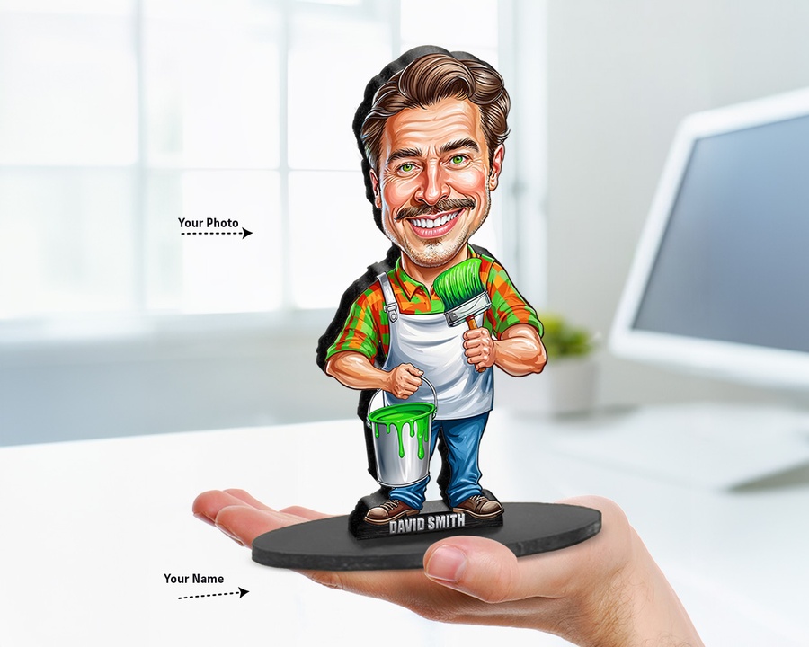 House Painter figurine — custom personalized Business gift, premium wood 8 inches
