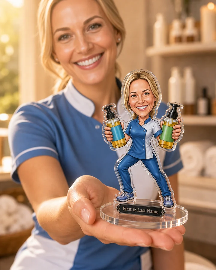 Skincare Therapist (Female) figurine — custom personalized Business gift, premium wood 8 inches