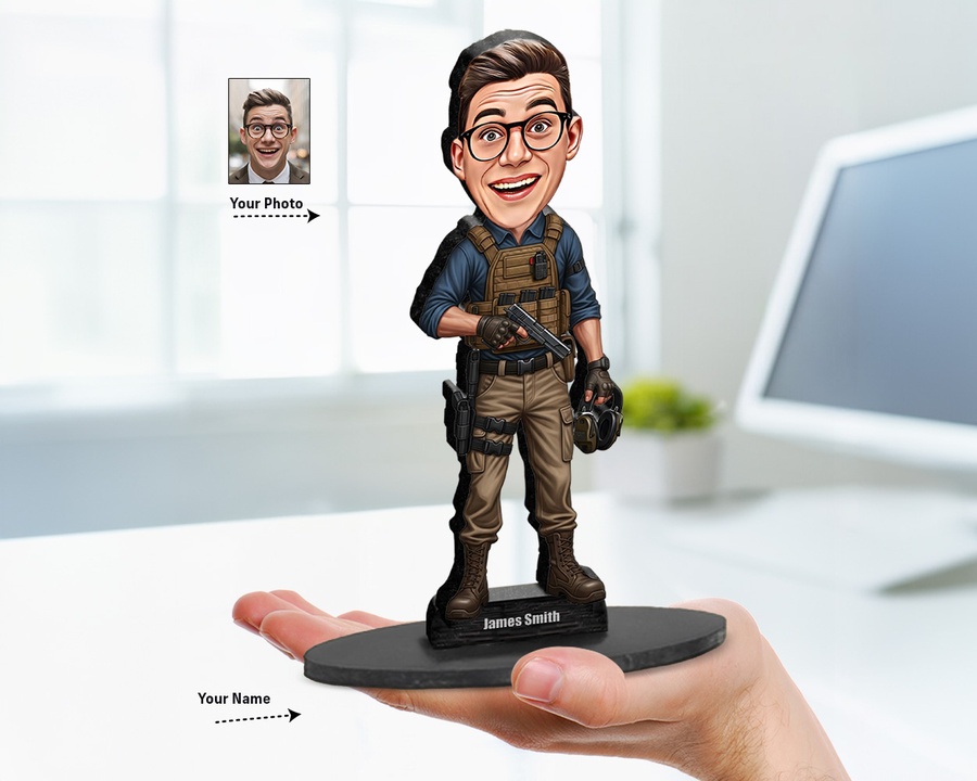 Tactical Instructor figurine — custom personalized Business gift, premium wood 8 inches
