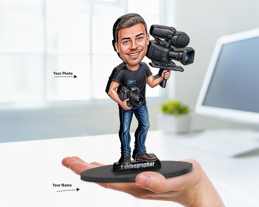 Content Creator & Vlogger figurine — custom personalized Business gift, premium wood 8 inches