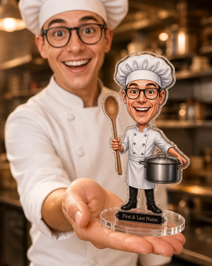 Chef (Male) figurine — custom personalized Culinary gift, premium wood 8 inches