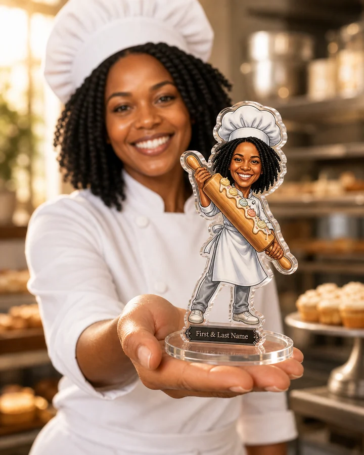 Pastry Chef figurine — custom personalized Culinary gift, premium wood 8 inches