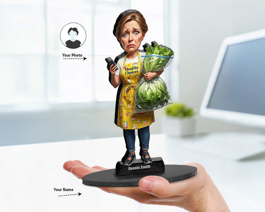 Chef Salad Bowl figurine — custom personalized Culinary gift, premium wood 8 inches