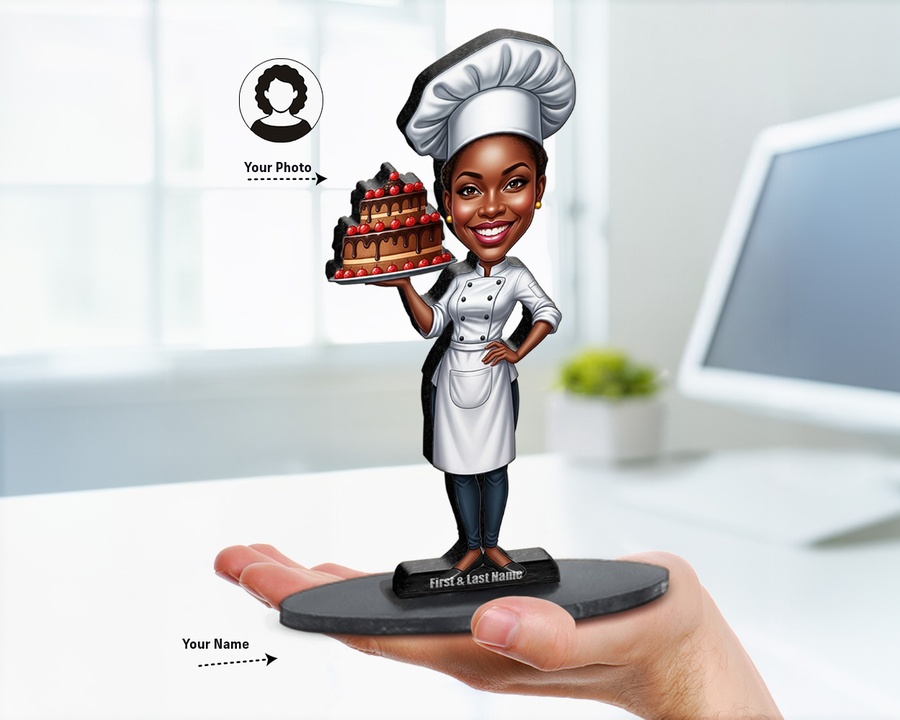 Pastry Chef figurine — custom personalized Culinary gift, premium wood 8 inches