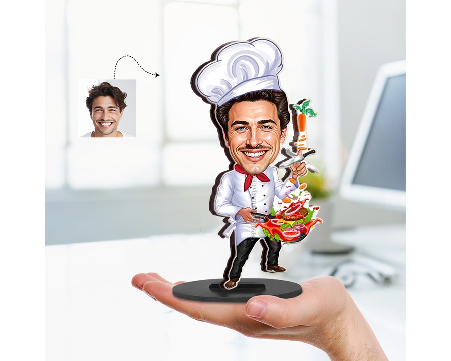 Pizza Chef figurine — custom personalized Culinary gift, premium wood 8 inches
