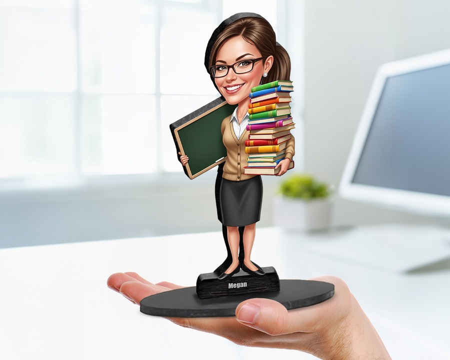 Librarian figurine — custom personalized Education gift, premium wood 8 inches