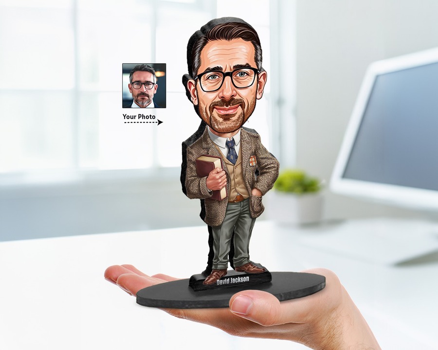 Professor figurine — custom personalized Education gift, premium wood 8 inches