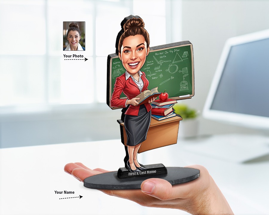 Teacher (Female) figurine — custom personalized Education gift, premium wood 8 inches
