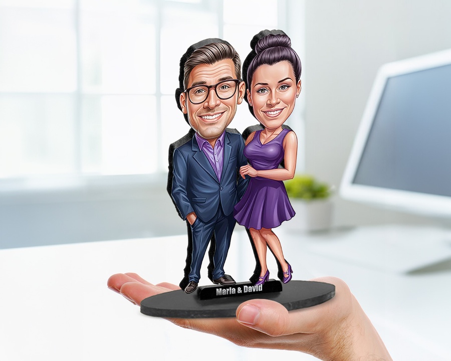 Elegant Couple (Formal) figurine — custom personalized Family gift, premium wood 8 inches