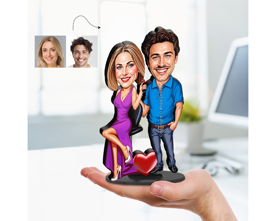 Romantic Couple figurine — custom personalized Family gift, premium wood 8 inches