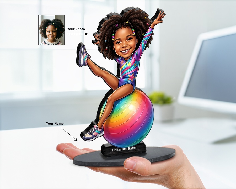 Rainbow Dancer Girl figurine — custom personalized Family gift, premium wood 8 inches