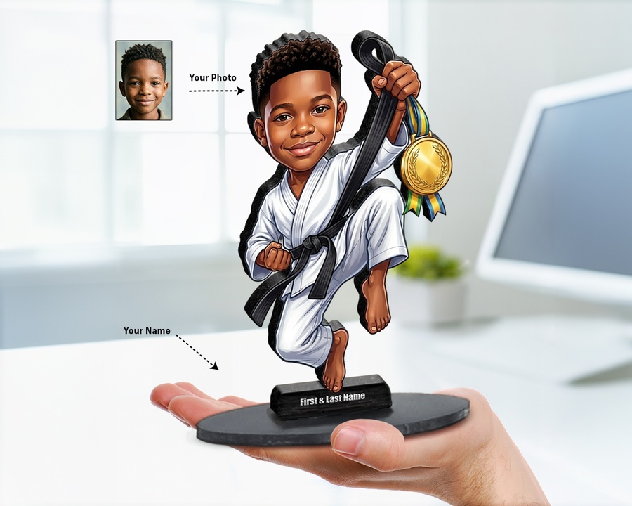 Scientist Boy figurine — custom personalized Family gift, premium wood 8 inches