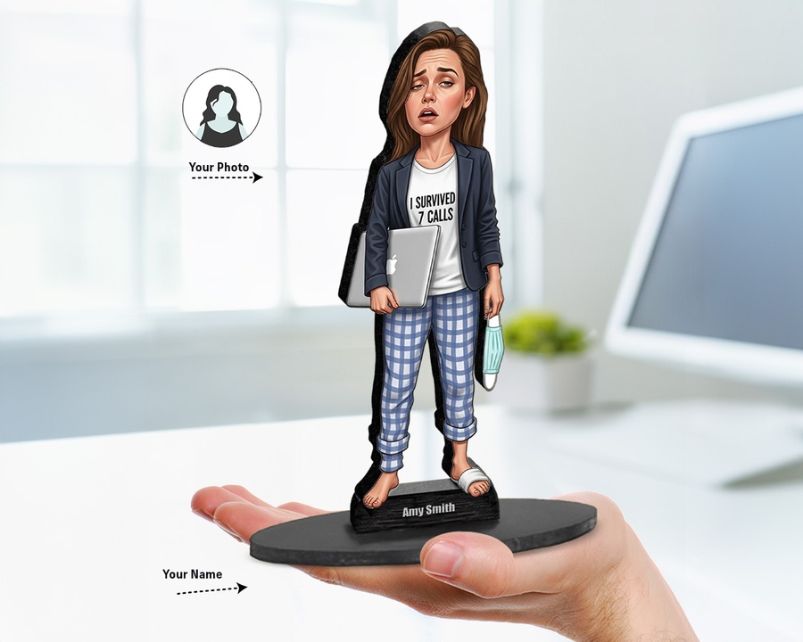 After Zoom Collapse figurine — custom personalized Business gift, premium wood 8 inches