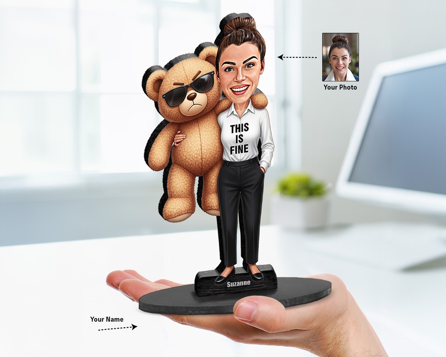 Bear Market Investor figurine — custom personalized Business gift, premium wood 8 inches