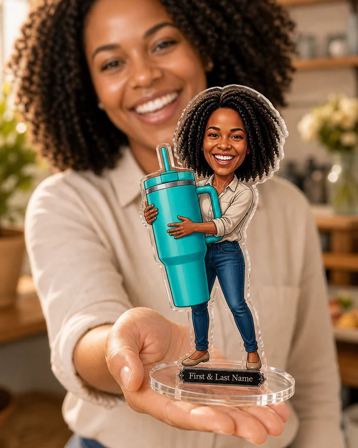 Giant Tumbler Lover figurine — custom personalized Funny gift, premium wood 8 inches