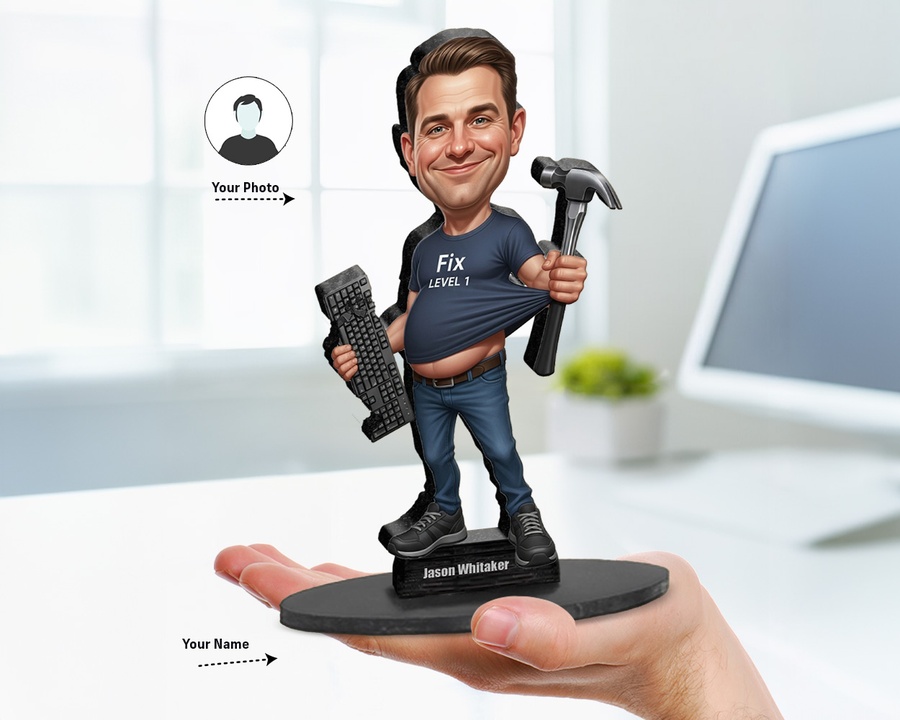 IT Support figurine — custom personalized Business gift, premium wood 8 inches