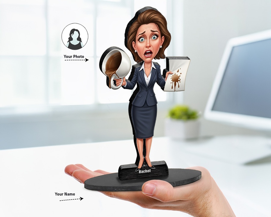 Office Woman figurine — custom personalized Business gift, premium wood 8 inches