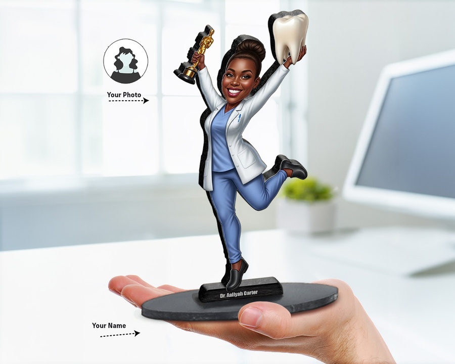 Orthodontist (Female) figurine — custom personalized Healthcare gift, premium wood 8 inches