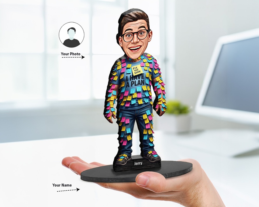 Procrastinator — Colorful Shirt figurine — custom personalized Business gift, premium wood 8 inches