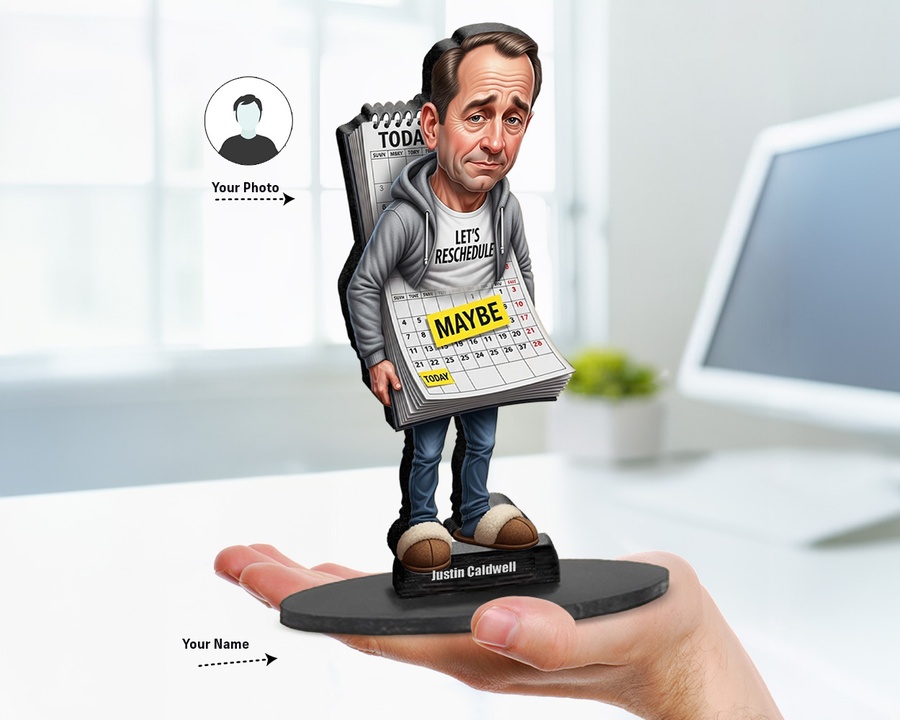 Procrastinator — Work figurine — custom personalized Business gift, premium wood 8 inches