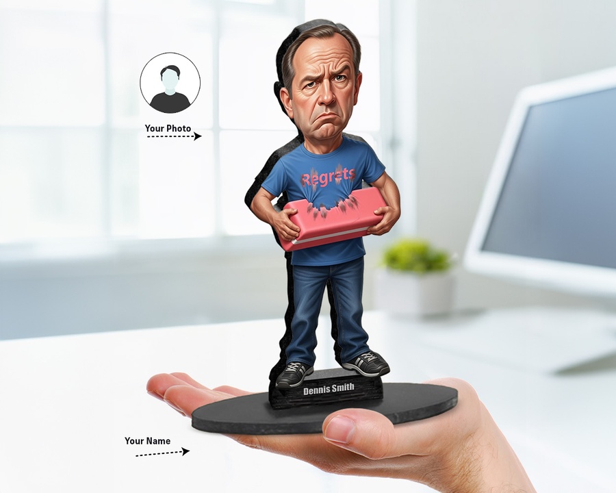 Regrets Eraser figurine — custom personalized Funny gift, premium wood 8 inches