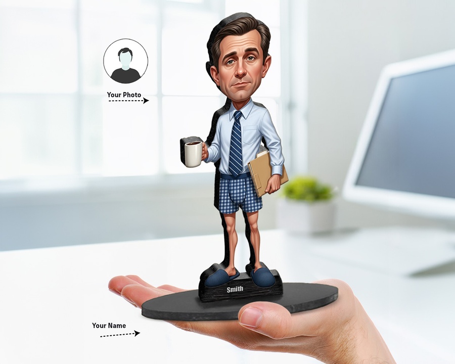 WFH Boxer Boss figurine — custom personalized Business gift, premium wood 8 inches