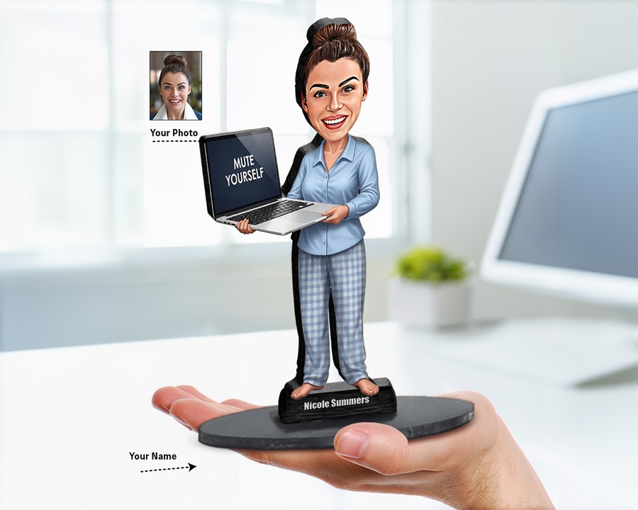 Work From Home figurine — custom personalized Business gift, premium wood 8 inches
