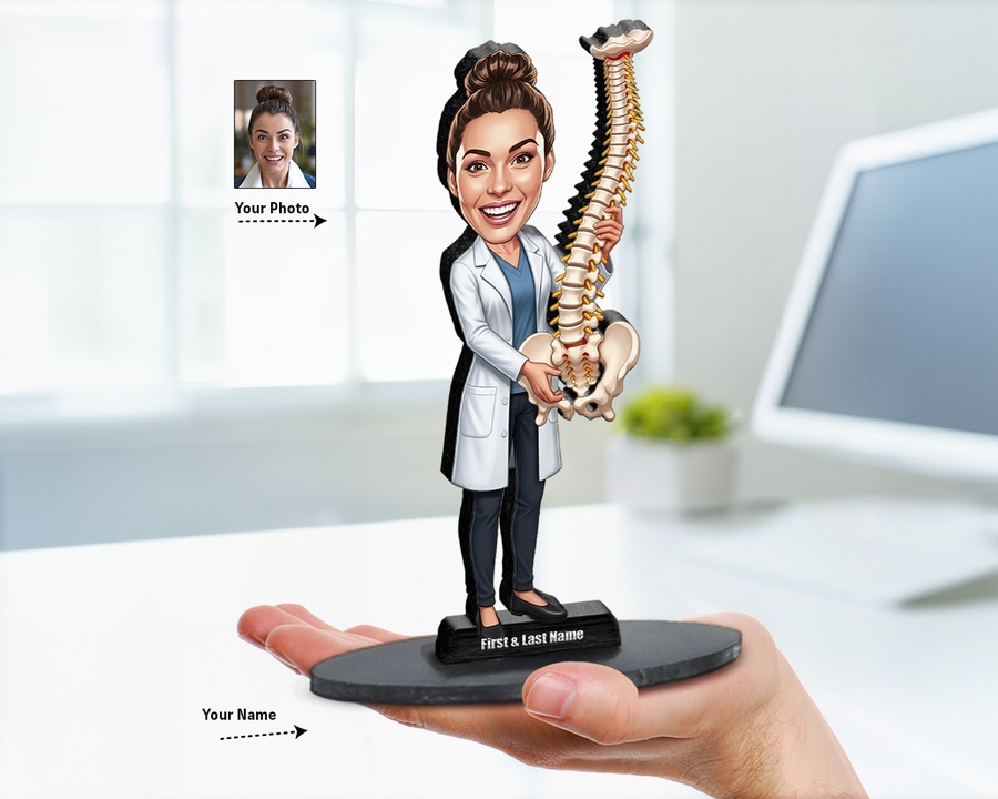 Chiropractor figurine — custom personalized Healthcare gift, premium wood 8 inches