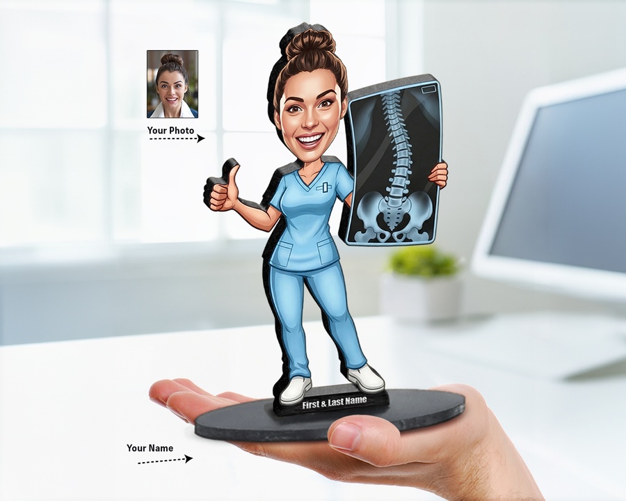 Chiropractor figurine — custom personalized Healthcare gift, premium wood 8 inches