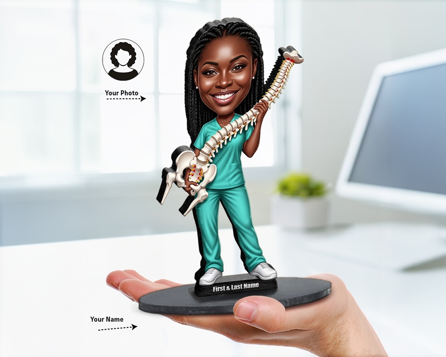 Chiropractor figurine — custom personalized Healthcare gift, premium wood 8 inches