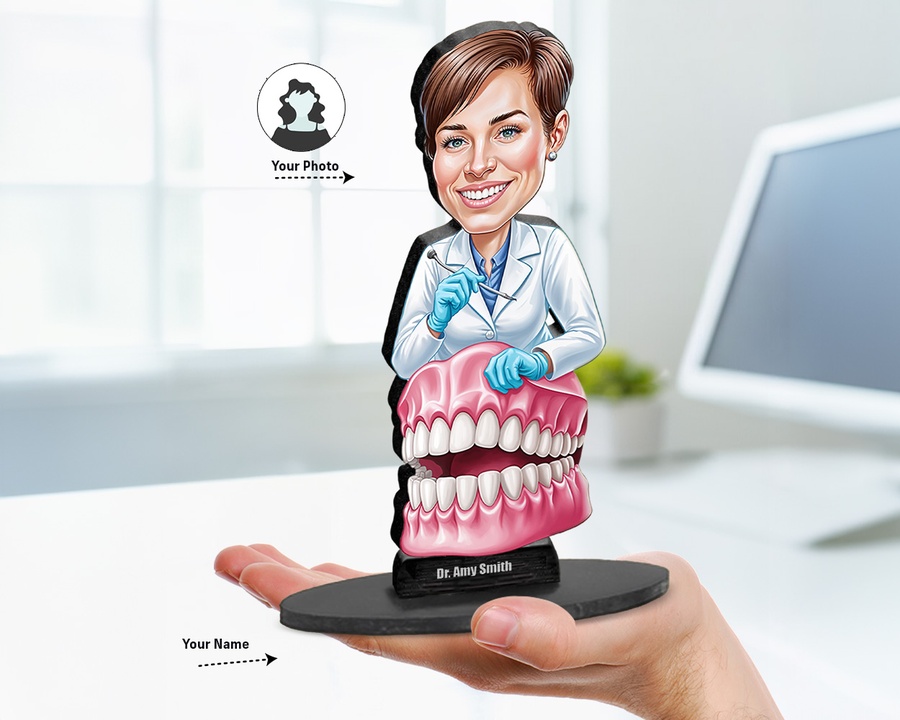 Dentist figurine — custom personalized Healthcare gift, premium wood 8 inches