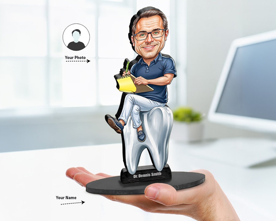 Dentist figurine — custom personalized Healthcare gift, premium wood 8 inches