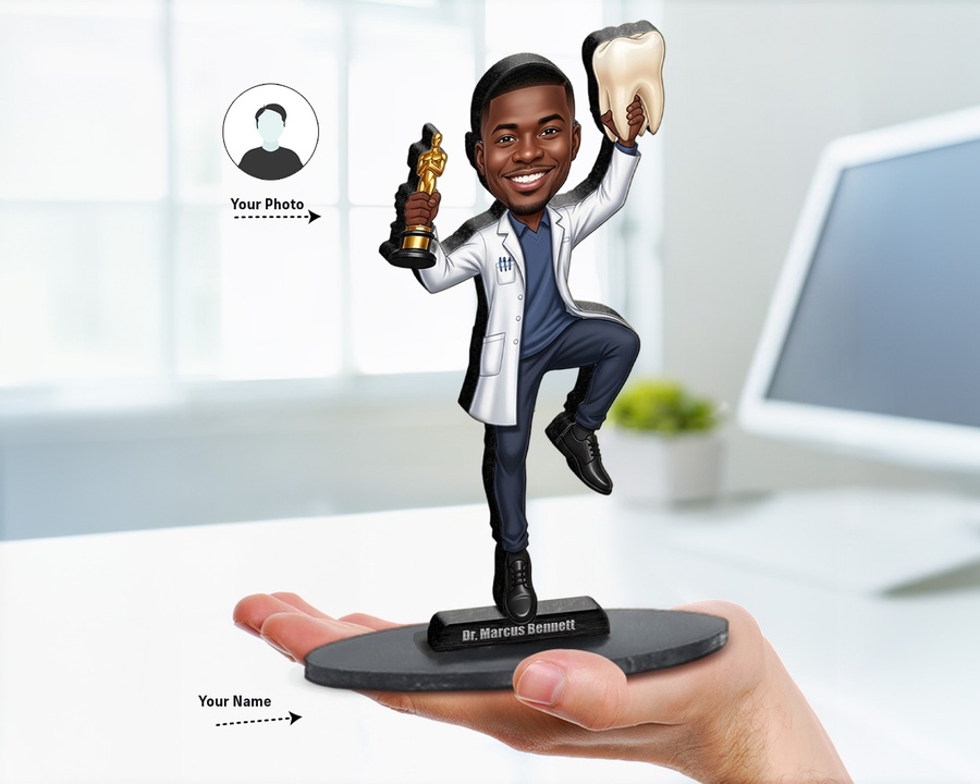 Dentist figurine — custom personalized Healthcare gift, premium wood 8 inches