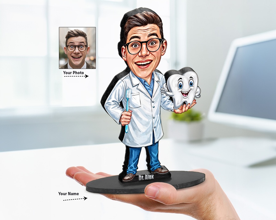 Dentist figurine — custom personalized Healthcare gift, premium wood 8 inches