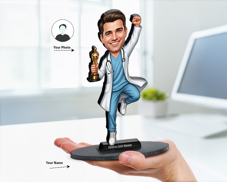 Healthcare Professional figurine — custom personalized Healthcare gift, premium wood 8 inches