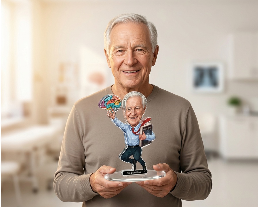 Neurologist figurine — custom personalized Healthcare gift, premium wood 8 inches