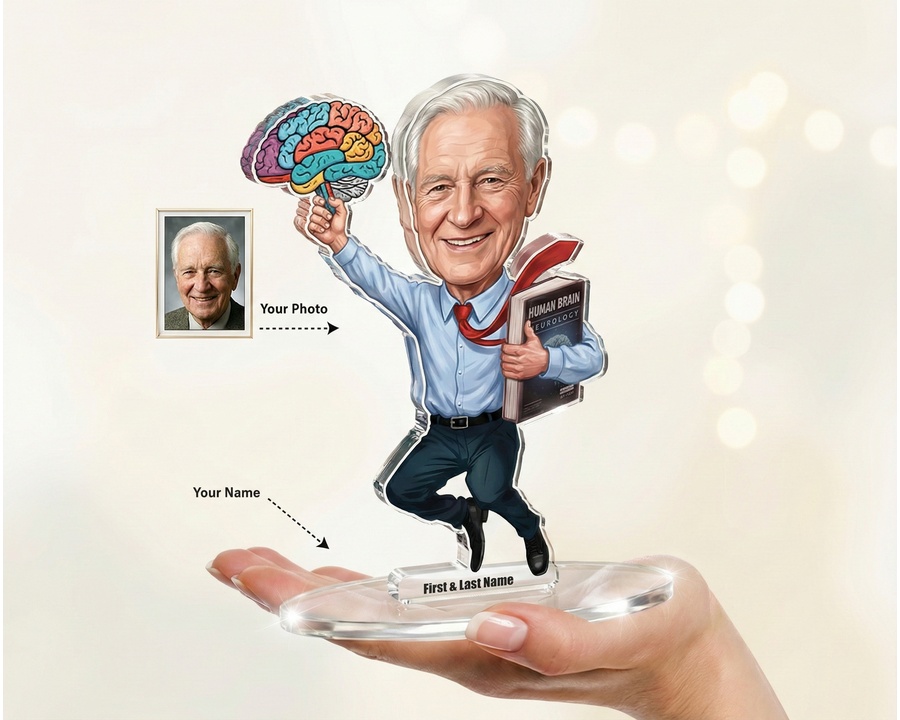 Neurologist figurine — custom personalized Healthcare gift, premium wood 8 inches