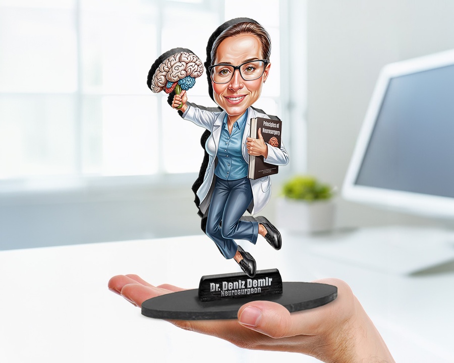 Neurologist figurine — custom personalized Healthcare gift, premium wood 8 inches