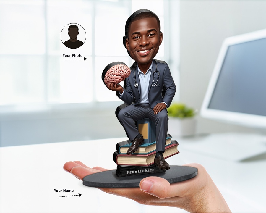 Neurologist figurine — custom personalized Healthcare gift, premium wood 8 inches