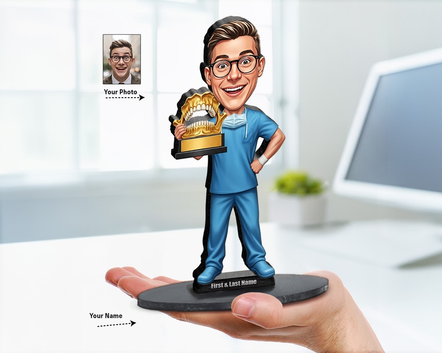 Oral Surgeon figurine — custom personalized Healthcare gift, premium wood 8 inches