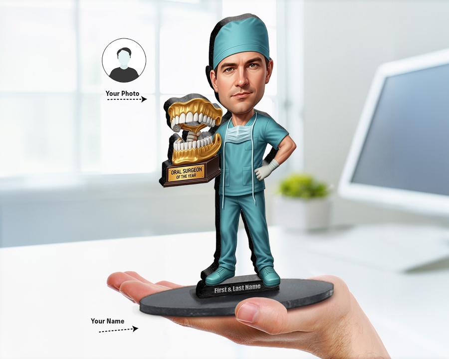 Oral Surgeon figurine — custom personalized Healthcare gift, premium wood 8 inches