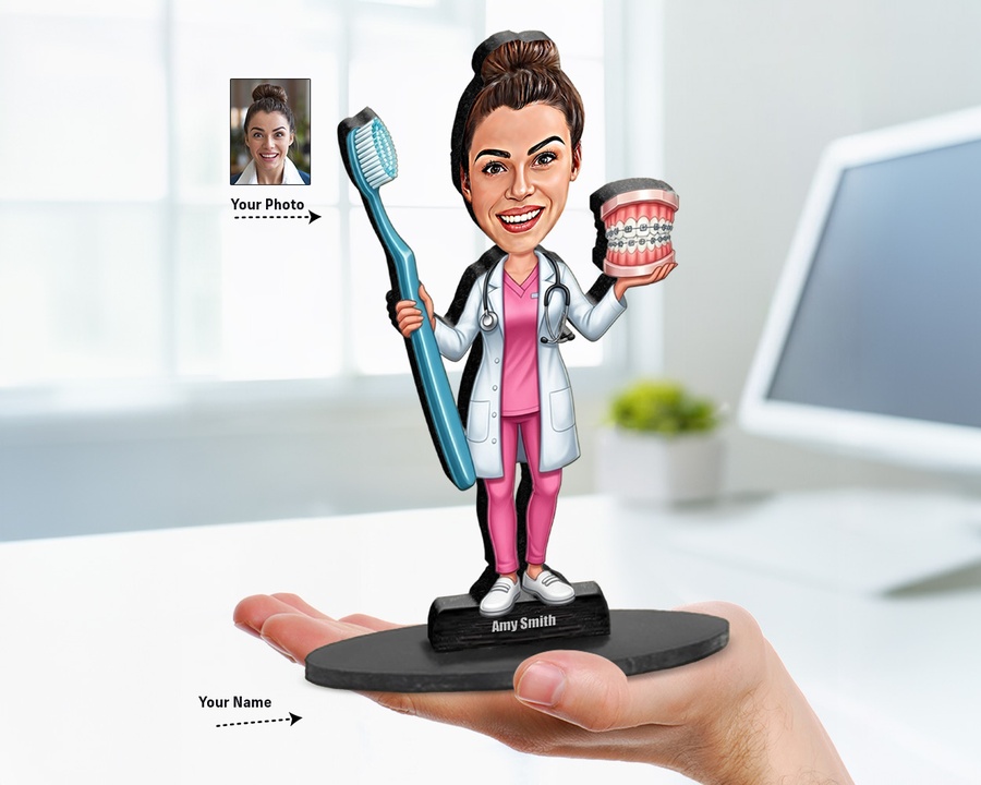 Orthodontist figurine — custom personalized Healthcare gift, premium wood 8 inches