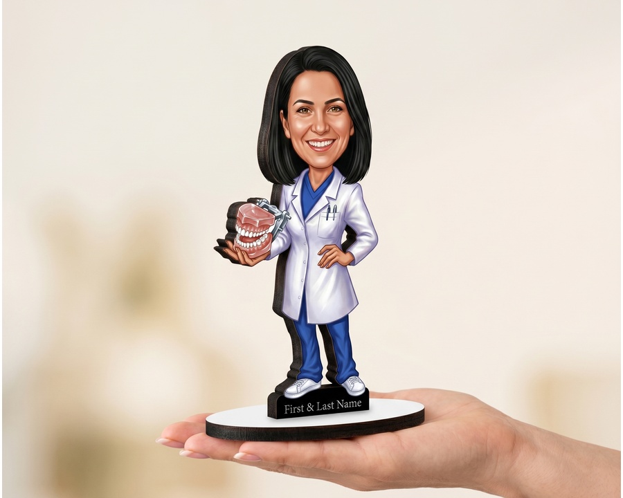 Orthodontist figurine — custom personalized Healthcare gift, premium wood 8 inches