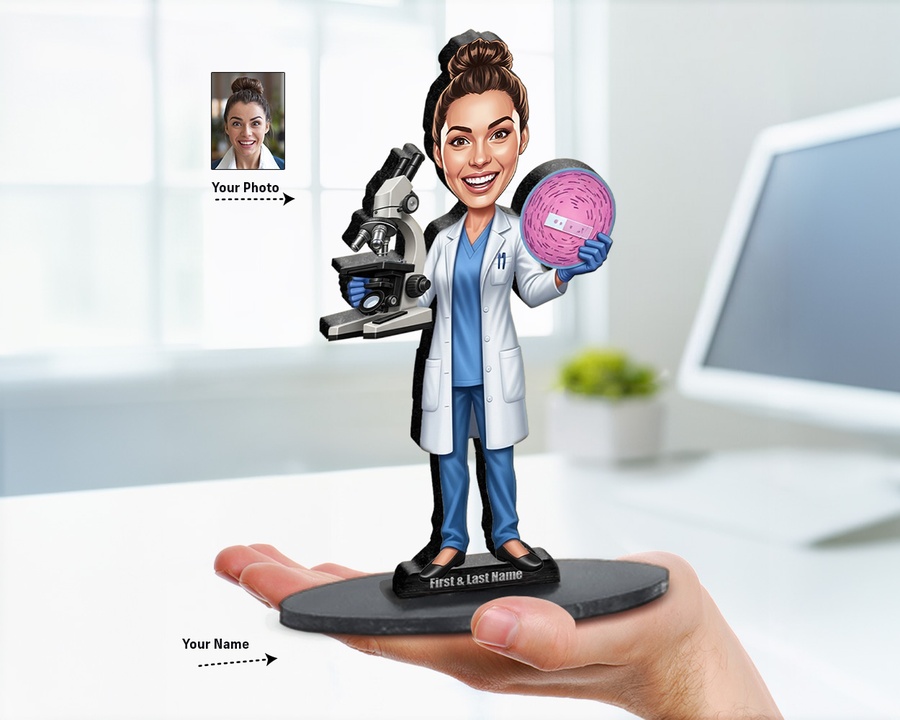 Pathologist figurine — custom personalized Healthcare gift, premium wood 8 inches
