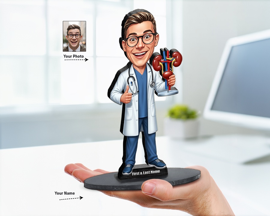 Urologist figurine — custom personalized Healthcare gift, premium wood 8 inches
