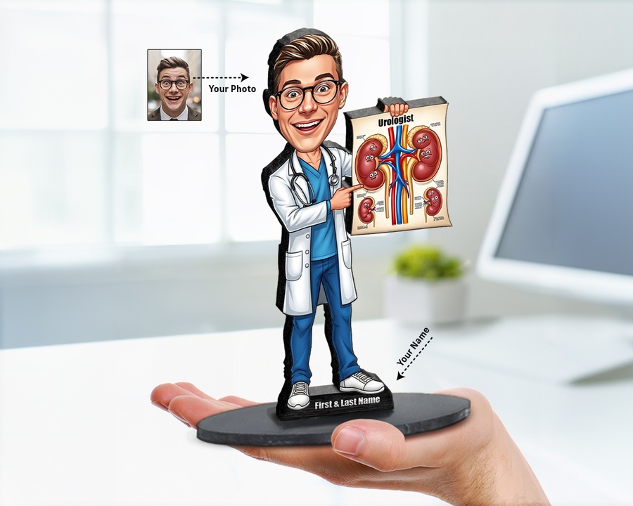 Urologist figurine — custom personalized Healthcare gift, premium wood 8 inches