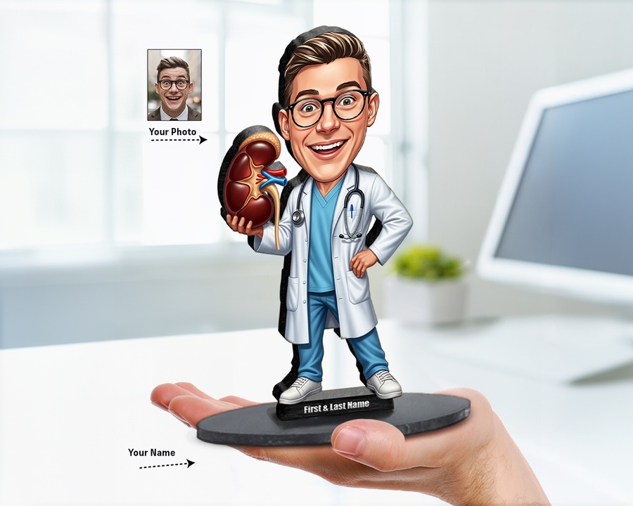 Urologist figurine — custom personalized Healthcare gift, premium wood 8 inches
